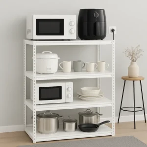 Upgrade your home and workspace with this premium 4-Tier Steel Shelf Rack - heavy duty storage shelf - bookshelf, garage and storeroom, designed for maximum strength, durability, and versatility. Whether you need a bookshelf, a store room rack, or a garage rack, this heavy-duty organizer is the perfect solution. Made from high-quality carbon steel with a white powder-coated finish, it ensures long-lasting performance and a sleek, modern look that suits any interior.