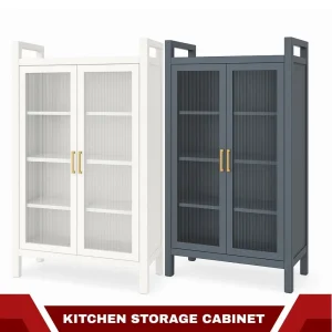 PREMIUM DOUBLE-DOOR METAL KITCHEN CABINET - 4 LAYER BOOK SHELF AND STORAGE RACK