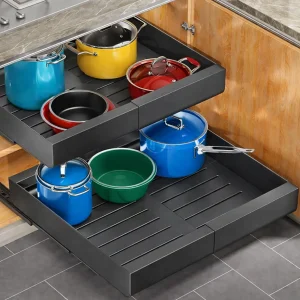 EXPANDABLE PULL OUT CABINET ORGANIZER - UNDER CABINET SLIDE OUT DRAWER RACK