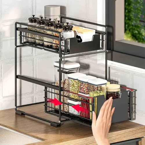 UNDER CABINET ORGANIZER, WITH FLOOR STANDING PULL OUT DRAWERS