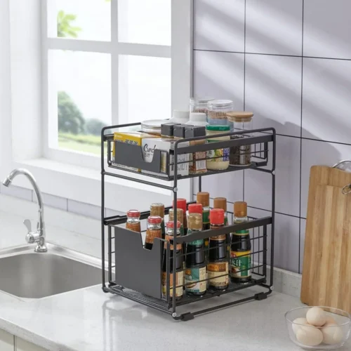 UNDER CABINET ORGANIZER, WITH FLOOR STANDING PULL OUT DRAWERS