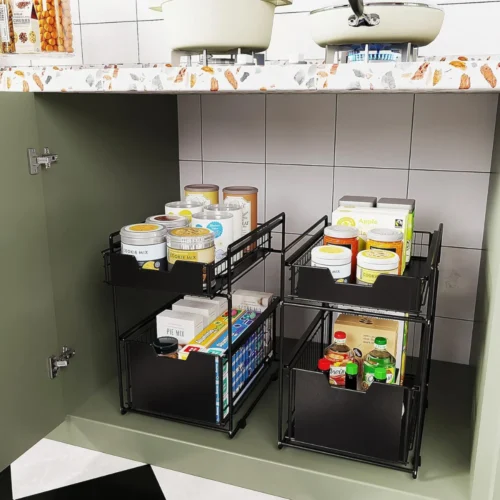 UNDER CABINET ORGANIZER, WITH FLOOR STANDING PULL OUT DRAWERS