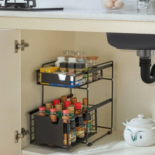 UNDER CABINET ORGANIZER, WITH FLOOR STANDING PULL OUT DRAWERS