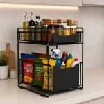 UNDER CABINET ORGANIZER, WITH FLOOR STANDING PULL OUT DRAWERS, COUNTERTOP AND UNDER CABINET STORAGE SHELF RACK - Image 12