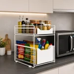 UNDER CABINET ORGANIZER, WITH FLOOR STANDING PULL OUT DRAWERS, COUNTERTOP AND UNDER CABINET STORAGE SHELF RACK - Image 7
