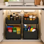 UNDER CABINET ORGANIZER, WITH FLOOR STANDING PULL OUT DRAWERS, COUNTERTOP AND UNDER CABINET STORAGE SHELF RACK - Image 10