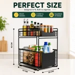 UNDER CABINET ORGANIZER, WITH FLOOR STANDING PULL OUT DRAWERS, COUNTERTOP AND UNDER CABINET STORAGE SHELF RACK - Image 9