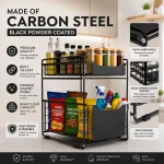 UNDER CABINET ORGANIZER, WITH FLOOR STANDING PULL OUT DRAWERS, COUNTERTOP AND UNDER CABINET STORAGE SHELF RACK - Image 13