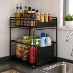 UNDER CABINET ORGANIZER, WITH FLOOR STANDING PULL OUT DRAWERS, COUNTERTOP AND UNDER CABINET STORAGE SHELF RACK - Image 11