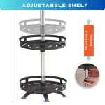 ROTATABLE KITCHEN SPICE RACK, MULTIFUNCTION 2 LAYER ROUND SHAPED RACK, BLACK COLOUR