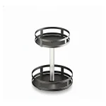 ROTATABLE KITCHEN SPICE RACK, MULTIFUNCTION 2 LAYER ROUND SHAPED STORAGE RACK, BLACK COLOUR - Image 8