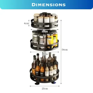 ROTATABLE KITCHEN SPICE RACK, MULTIFUNCTION 3 LAYER RACK, ROUND SHAPE RACK