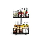 ROTATABLE SPICE RACK, MULTIFUNCTION 2 LAYER RACK, SQUARE SHAPE RACK,  BLACK POWDER COATED - Image 2