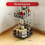 ROTATABLE SPICE RACK, MULTIFUNCTION 2 LAYER RACK, SQUARE SHAPE RACK,  BLACK POWDER COATED - Image 5
