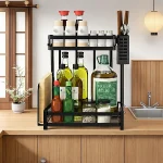 TWO LAYER SPICE RACK, CARBON STEEL COUNTERTOP SPICE RACK, KNIFE & SPOON & CUTTING BOARD HOLDER - Image 6