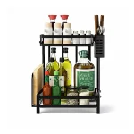 TWO LAYER SPICE RACK, CARBON STEEL COUNTERTOP SPICE RACK, KNIFE & SPOON & CUTTING BOARD HOLDER - Image 4