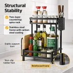 TWO LAYER SPICE RACK, CARBON STEEL COUNTERTOP SPICE RACK, KNIFE & SPOON & CUTTING BOARD HOLDER - Image 3