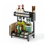 TWO LAYER SPICE RACK, CARBON STEEL COUNTERTOP SPICE RACK, KNIFE & SPOON & CUTTING BOARD HOLDER