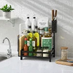 TWO LAYER SPICE RACK, CARBON STEEL COUNTERTOP SPICE RACK, KNIFE & SPOON & CUTTING BOARD HOLDER - Image 5