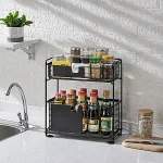UNDER CABINET ORGANIZER, WITH FLOOR STANDING PULL OUT DRAWERS, COUNTERTOP AND UNDER CABINET STORAGE SHELF RACK - Image 8