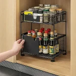 UNDER CABINET ORGANIZER, WITH FLOOR STANDING PULL OUT DRAWERS, COUNTERTOP AND UNDER CABINET STORAGE SHELF RACK - Image 5