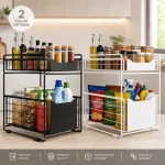 UNDER CABINET ORGANIZER, WITH FLOOR STANDING PULL OUT DRAWERS, COUNTERTOP AND UNDER CABINET STORAGE SHELF RACK