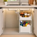 UNDER CABINET ORGANIZER, WITH FLOOR STANDING PULL OUT DRAWERS, COUNTERTOP AND UNDER CABINET STORAGE SHELF RACK - Image 5