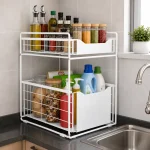 UNDER CABINET ORGANIZER, WITH FLOOR STANDING PULL OUT DRAWERS, COUNTERTOP AND UNDER CABINET STORAGE SHELF RACK - Image 3