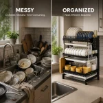 THREE LAYER COUNTERTOP DISH RACK, SPOON HOLDERS, KNIFE HOLDER, BOARD HOLDER - Image 7