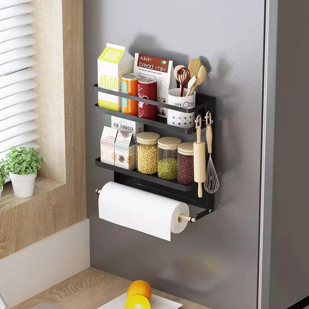 Magnetic Paper Towel Holder Wall Mounted Kitchen Fridge Adjustable