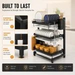 THREE LAYER COUNTERTOP DISH RACK, SPOON HOLDERS, KNIFE HOLDER, BOARD HOLDER - Image 6