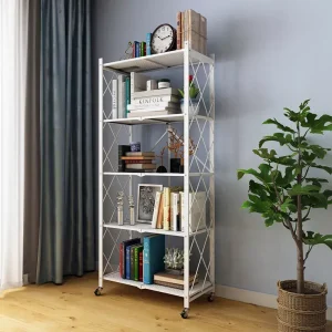5 LAYER FOLDABLE SHELF, FOLDABLE STORAGE RACK, WHITE FOLDABLE STOARGE RACK
