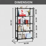FOLDABLE SHELF, 5 LAYER STORAGE RACK, BLACK POWDER COATED, MULTI PURPOSE RACK - Image 2