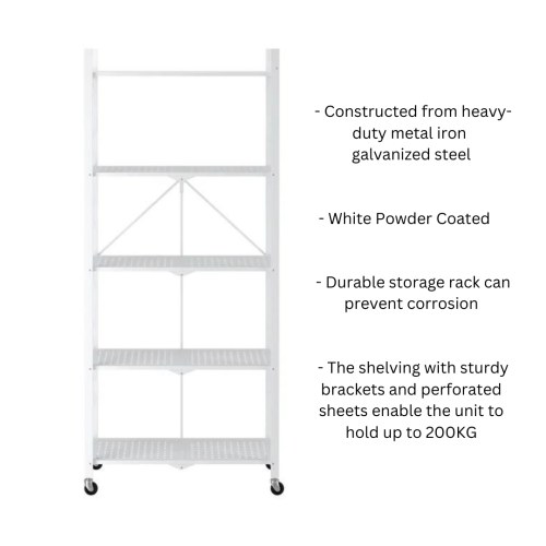 5 tier foldable shelf white colour