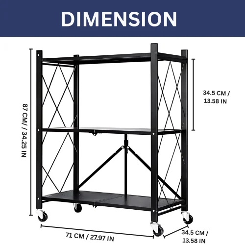 3 layer foldable shelf, foldable storage rack, kitchen foldable rack, foldable shelf with wheels, multipurpose rack with wheels, carbon steel foldable shelf, 3 tier kitchen organizer, foldable rack for small spaces, rolling kitchen rack, mobile kitchen shelf, foldable kitchen shelf, kitchen storage rack, black metal kitchen rack, foldable kitchen organizer, heavy duty foldable rack, portable storage shelf, space saving kitchen rack, easy to assemble kitchen rack, foldable utility shelf, kitchen trolley rack with wheels