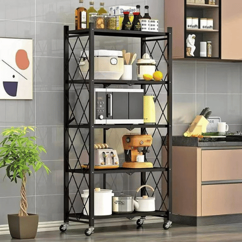 FOLDABLE SHELF, 5 LAYER STORAGE RACK, FOLDABLE RACK FOR KITCHEN, MULTI PURPOSE RACK