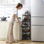 5 LAYER ROTATABLE TROLLEY, 5 TIER SLIMM STORAGE CART,  BLACK TROLLEY WITH DRAWERS