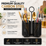 Carbon Steel Cutlery Holder – Dual Round Kitchen Utensil Organizer - Image 2