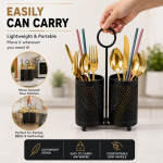 Carbon Steel Cutlery Holder – Dual Round Kitchen Utensil Organizer - Image 4