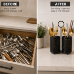 Carbon Steel Cutlery Holder – Dual Round Kitchen Utensil Organizer - Image 6