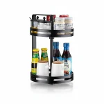 WALL MOUNT ROTATABLE SPICE RACK, 2 LAYER ROTATABLE RACK, BLACK POWDER COATED - Image 4