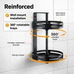 WALL MOUNT ROTATABLE SPICE RACK, 2 LAYER ROTATABLE RACK, BLACK POWDER COATED
