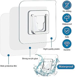 DOUBLE SIDE ADHESIVE HOOKS, 10 PIECES PACK, STICKY HOOKS, BATHROOM HANGING HOOKS
