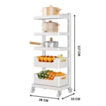 HEIGHT ADJUSTABLE KITCHEN STORAGE SHELF, STURDY MULTIPURPOSE STORAGE CART, HOUSEHOLD FRUIT AND VEGETABLE STORAGE SHELF