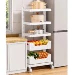 HEIGHT ADJUSTABLE KITCHEN STORAGE SHELF, STURDY MULTIPURPOSE STORAGE CART, HOUSEHOLD FRUIT AND VEGETABLE STORAGE SHELF