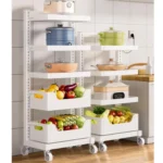 HEIGHT ADJUSTABLE KITCHEN STORAGE SHELF, STURDY MULTIPURPOSE STORAGE CART, HOUSEHOLD FRUIT AND VEGETABLE STORAGE SHELF