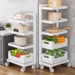 HEIGHT ADJUSTABLE KITCHEN STORAGE SHELF, STURDY MULTIPURPOSE STORAGE CART, HOUSEHOLD FRUIT AND VEGETABLE STORAGE SHELF