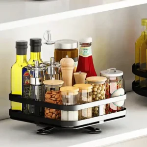 ONE TIER LAZY SUSAN ROTATABLE RACK, ONE TIER KITCHEN SPICE RACK, SQUARE TYPE KITCHEN RACKS