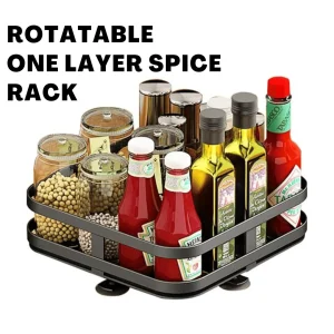 ONE TIER LAZY SUSAN ROTATABLE RACK, ONE TIER KITCHEN SPICE RACK, SQUARE TYPE KITCHEN RACKS