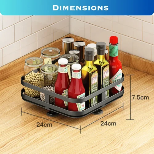 ONE TIER LAZY SUSAN ROTATABLE RACK, ONE TIER KITCHEN SPICE RACK, SQUARE TYPE KITCHEN RACKS